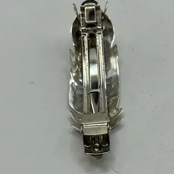 Vintage Navajo sterling, feather hair clip - Picture 5 of 7